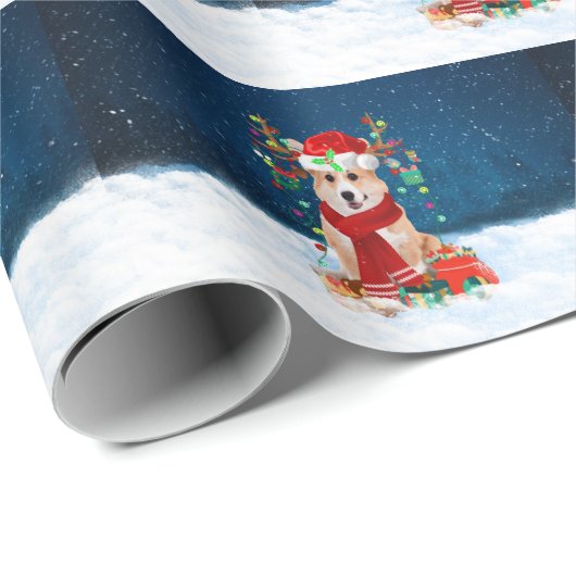 Corgi Hund mit Weihnachtsgeschenken Geschenkpapier (Rolleneckpunkt)