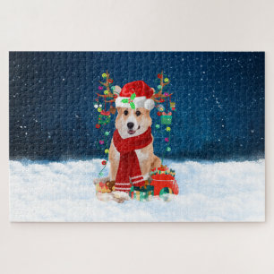 Corgi Hund mit Weihnachtsgeschenken Puzzle