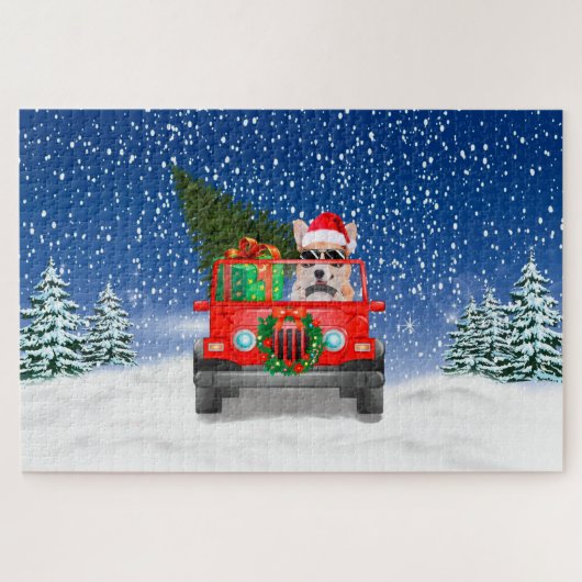 Corgi Hund mit Weihnachtsgeschenken Puzzle (Horizontal)
