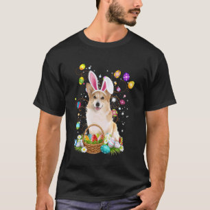 Corgi-Hund Ostereier Jagd Korb Ostertag T-Shirt