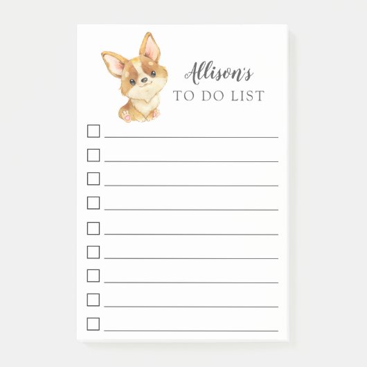 Corgi Hund Personalisiert zu führen Post-it Klebezettel (Vorderseite)