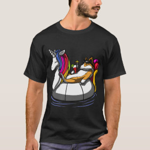 Corgi-Hund reitet auf Einhorn Float T-Shirt
