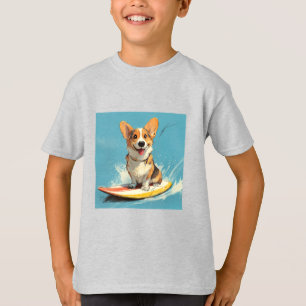 Corgi-Hund reitet auf Surfboard T-Shirt