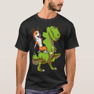Corgi-Hund reitet T-Rex-Dinosaurier T-Shirt