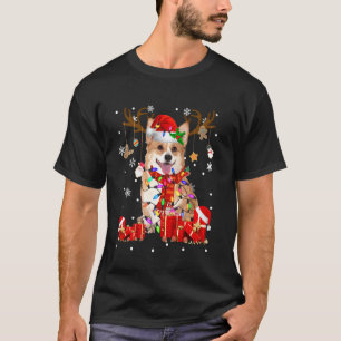 Corgi Hund Rentier Weihnachtslicht Hund   T-Shirt