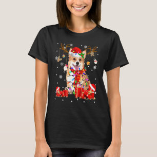 Corgi-Hund-Rentier-Weihnachtslicht-Hund T-Shirt