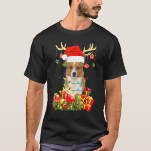 Corgi Hund Rentier Weihnachtsmann Hut Weihnachtsli T-Shirt