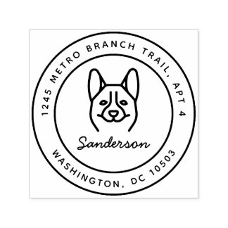Corgi Hund Rücksendeadresse Briefmarke Selbstfarbi Permastempel