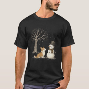 Corgi-Hund Schneemann Winter Vintage Weihnachten L T-Shirt