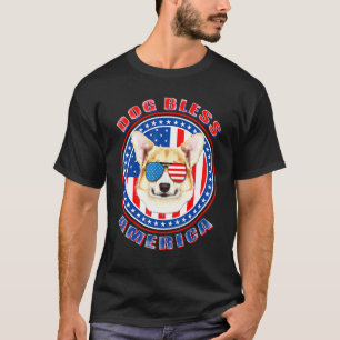 Corgi Hund segne Amerika Flag USA Patriotic 4. T-Shirt