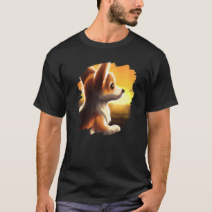 Corgi Hund Sonnenuntergang Vintage Retro Corgis Hu T-Shirt