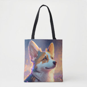 Corgi Hund Tierportrait Painting Pet-Zeichen Tasche