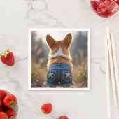 Corgi Hund tragen Blue Frayed Denim Shorts Serviette (Beispiel)