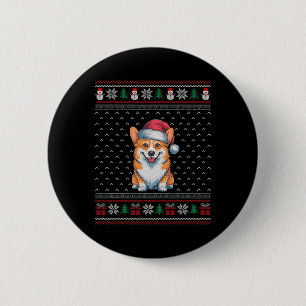 Corgi Hund Tragen Weihnachtsmannmütze Ugly Xmas Hu Button