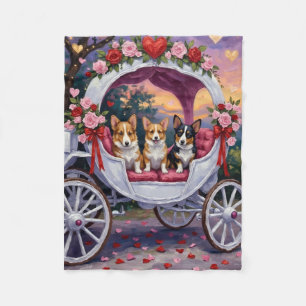 Corgi Hund Valentinstag Fleecedecke