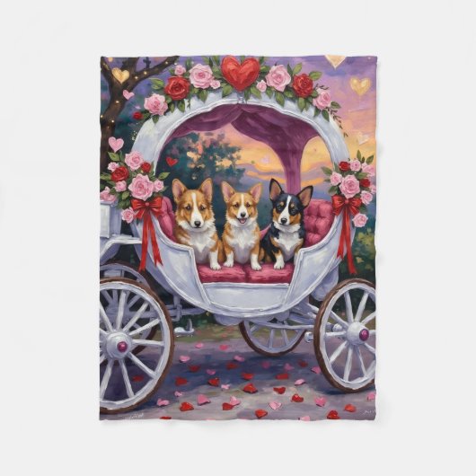 Corgi Hund Valentinstag  Fleecedecke (Vorderseite)