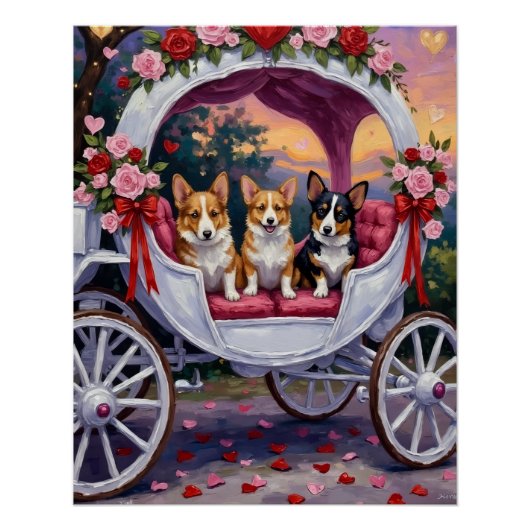 Corgi Hund Valentinstag Poster (Vorderseite)