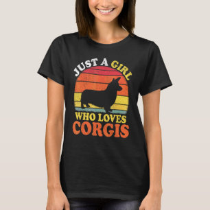 Corgi-Hund Vintage Ein Mädchen, das Corgis liebt T-Shirt