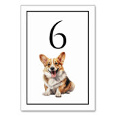Corgi-Hund-Wasserfarben-Tischnummer Tischnummer (Rückseite)
