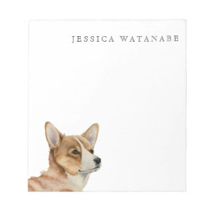Corgi-Hund Wasserfarbenkunst Name hinzufügen Notizblock