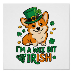 Corgi-Hund "Wee Bit Irish" Lustiges St. Patrick's Poster