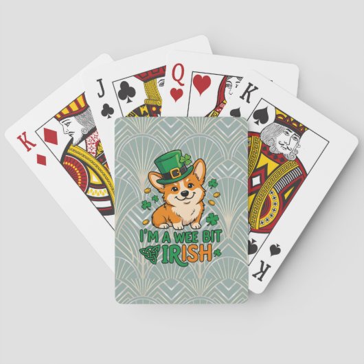 Corgi-Hund "Wee Bit Irish" Lustiges St. Patrick's Spielkarten (Rückseite)