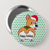 Corgi-Hund Weihnachten Button (Vorne & Hinten)
