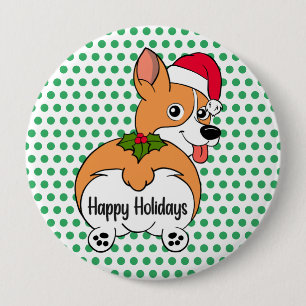 Corgi-Hund Weihnachten Button