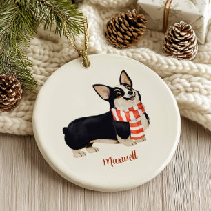 Corgi Hund Weihnachten Keramik Ornament