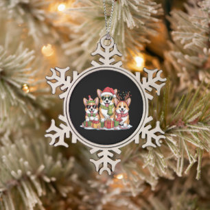 Corgi-Hund Weihnachten Mutter Hunde Liebhaber Weih Schneeflocken Zinn-Ornament