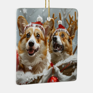 Corgi-Hund Weihnachtsfestlich Keramikornament