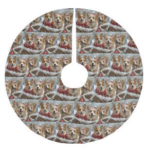 Corgi-Hund Weihnachtsfestlich Polyester Weihnachtsbaumdecke