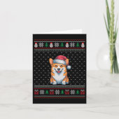 Corgi Hund Weihnachtsmannmütze Tragen hässliche We Karte (Vorderseite)