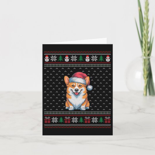 Corgi Hund Weihnachtsmannmütze Tragen hässliche We Karte (Vorderseite)