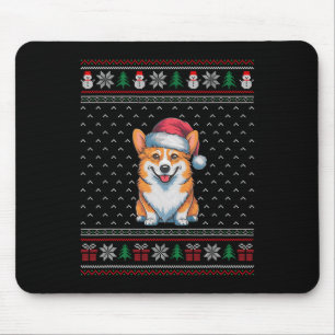 Corgi Hund Weihnachtsmannmütze Tragen hässliche We Mousepad