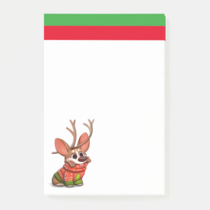 Corgi-Hund-Weihnachtsnotizen Post-it Klebezettel