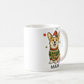 Corgi-Hund-Weihnachtspullover-Santa-Hut Kaffeetasse (VorderseiteRechts)