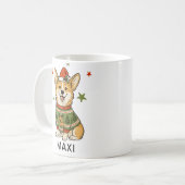 Corgi-Hund-Weihnachtspullover-Santa-Hut Kaffeetasse (Vorderseite Links)