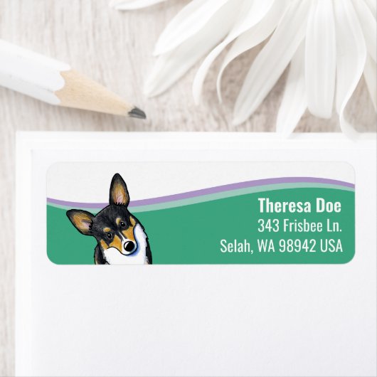 Corgi-Hund-Welle-Adressetikett (Insitu)