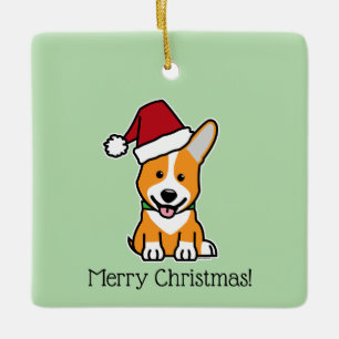 Corgi-Hund-Welpe Pembroke Welsh Weihnachten Santa- Keramikornament