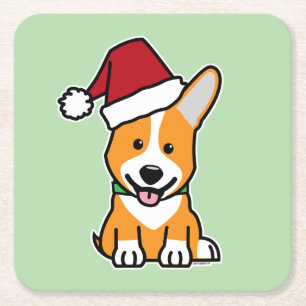 Corgi-Hund-Welpe Pembroke Welsh Weihnachten Santa- Rechteckiger Pappuntersetzer