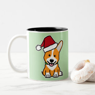 Corgi-Hund-Welpe Pembroke Welsh Weihnachten Santa- Zweifarbige Tasse