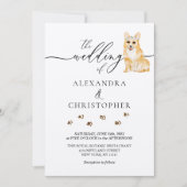 Corgi Hund Welpe Wedding Calligraphy Einladung (Vorderseite)