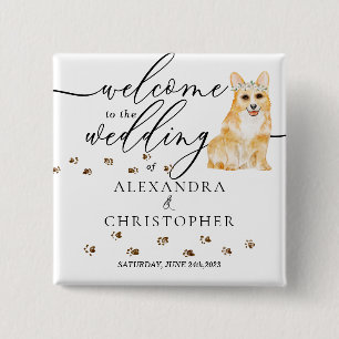 Corgi-Hund Willkommen zur Hochzeit Süße Button