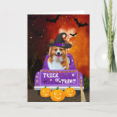 Corgi Hund zu Halloween-Lkw Karte (Vorderseite)