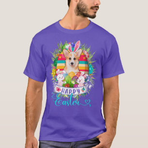 Corgi Hund zu Ostern Eier Basket Bunnies Happy Eas T-Shirt