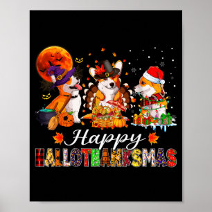 Corgi Hunde Halloween Erntedankfest Weihnachten Ha Poster