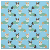 Corgi-Hunde in den Schuhen hblau Stoff (Muster)