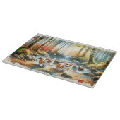 Corgi Hunde in einem Waldlauf mit Herbstfarben Schneidebrett (Ecke)