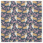 Corgi-Hunde Kirschblüten Stoff (Muster)